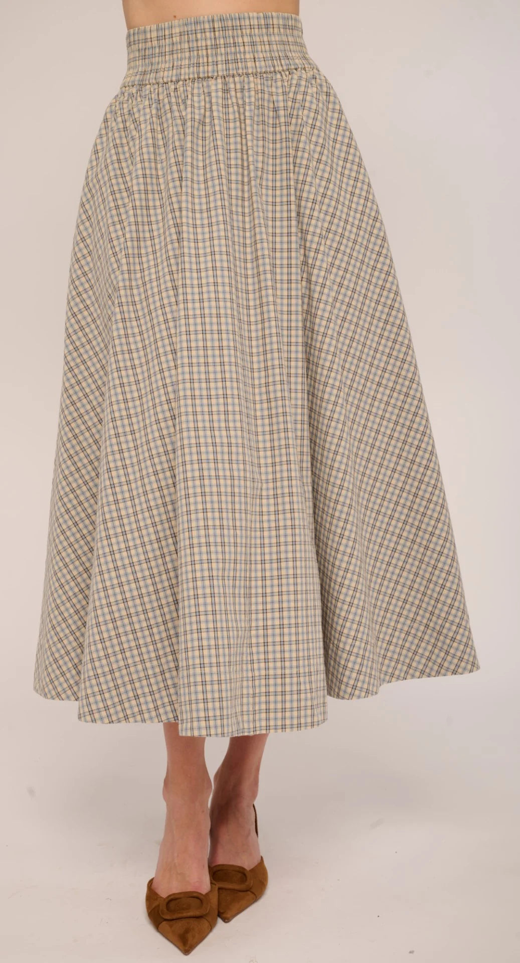 Maria Skirt - Marble Blue Plaid