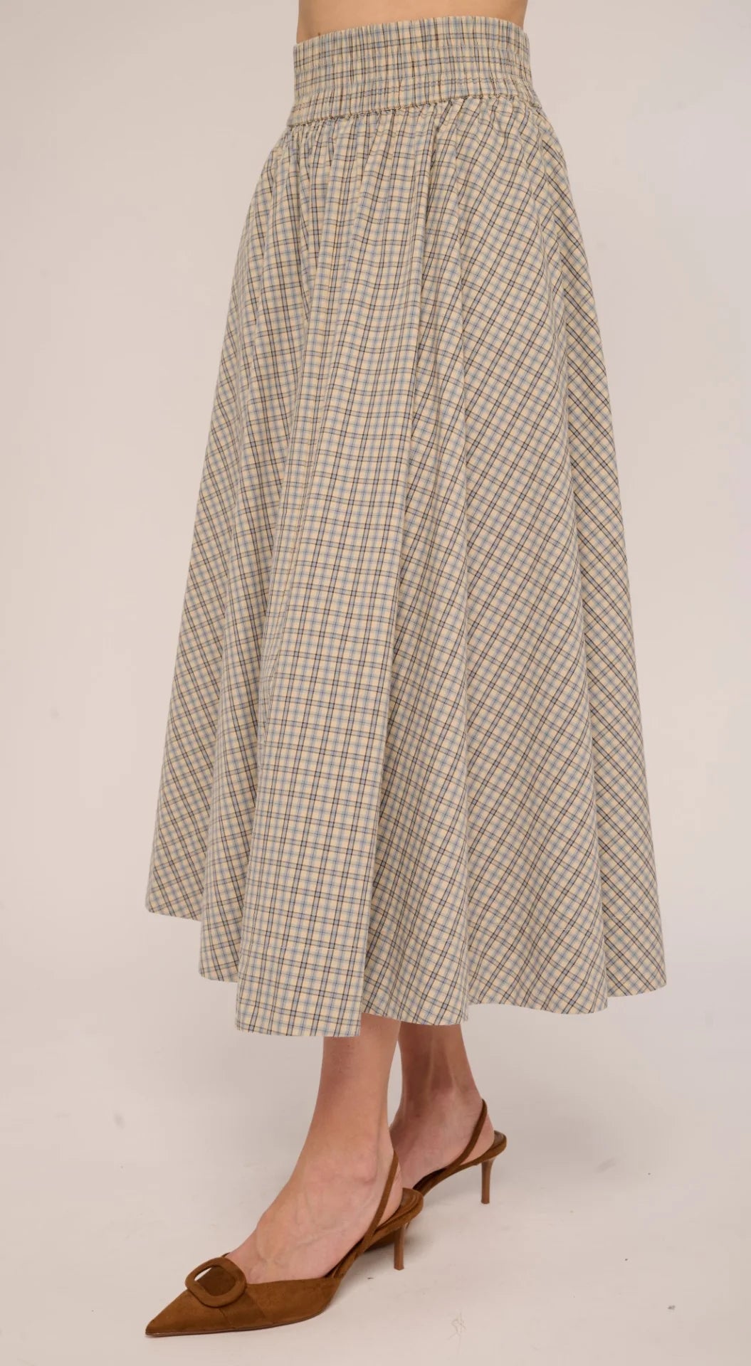 Maria Skirt - Marble Blue Plaid