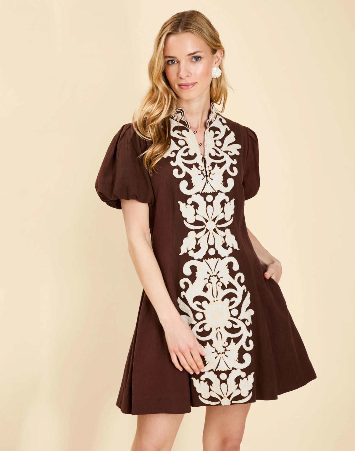 Flavia Mini Dress - Brown