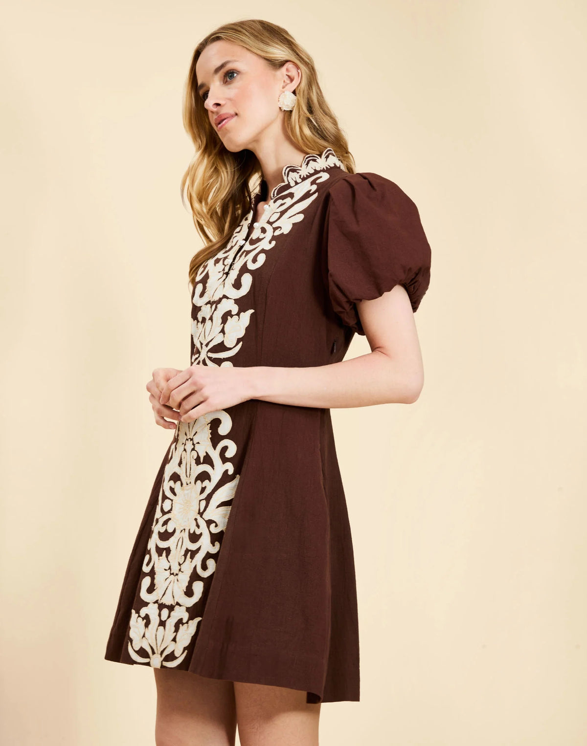 Flavia Mini Dress - Brown