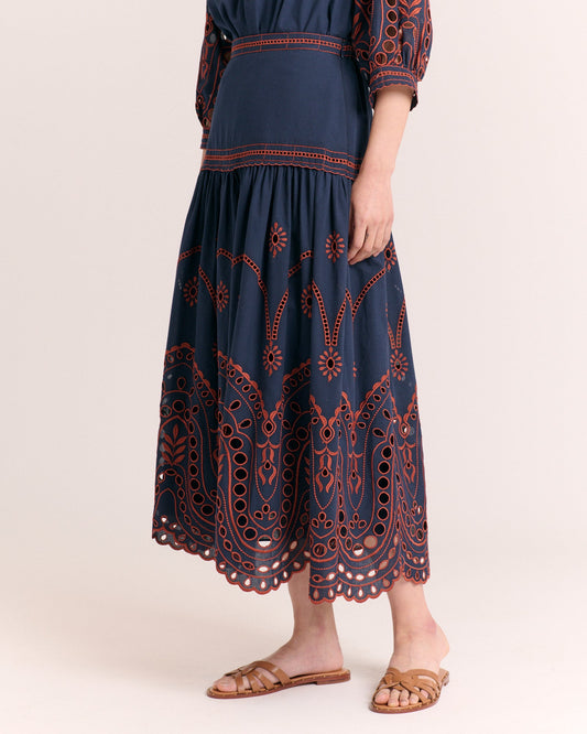 Emma Midi Skirt - Midnight Blue