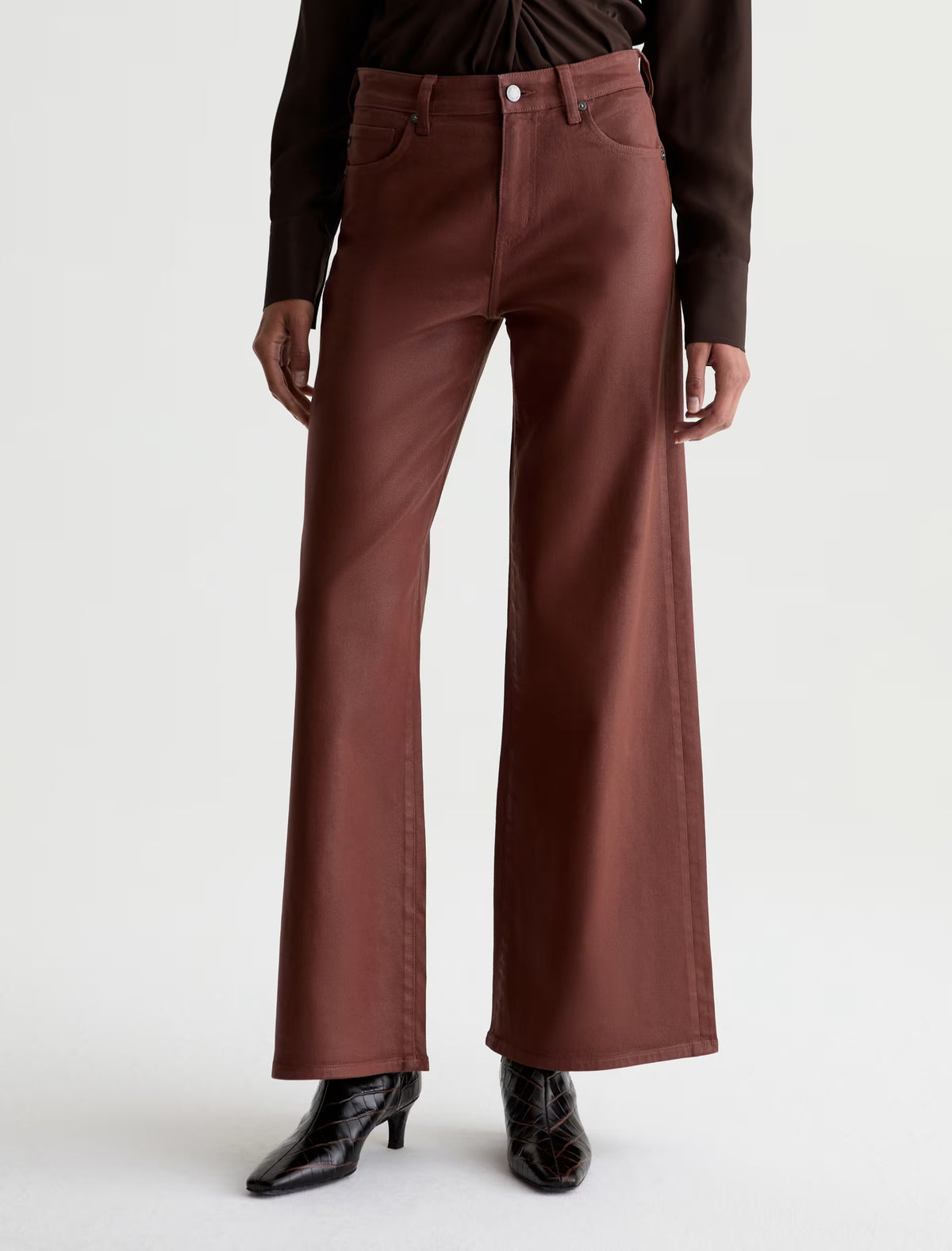 Saige Mid-Rise Wide Leg - Chestnut