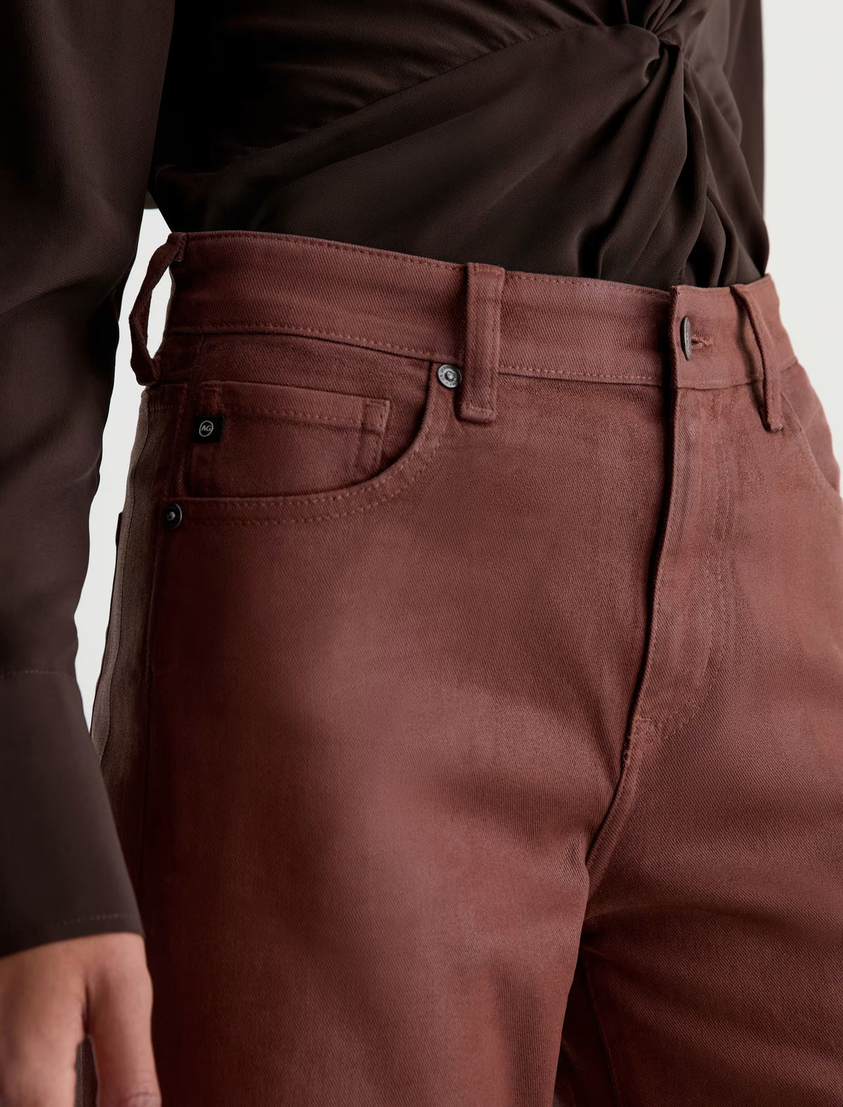 Saige Mid-Rise Wide Leg - Chestnut