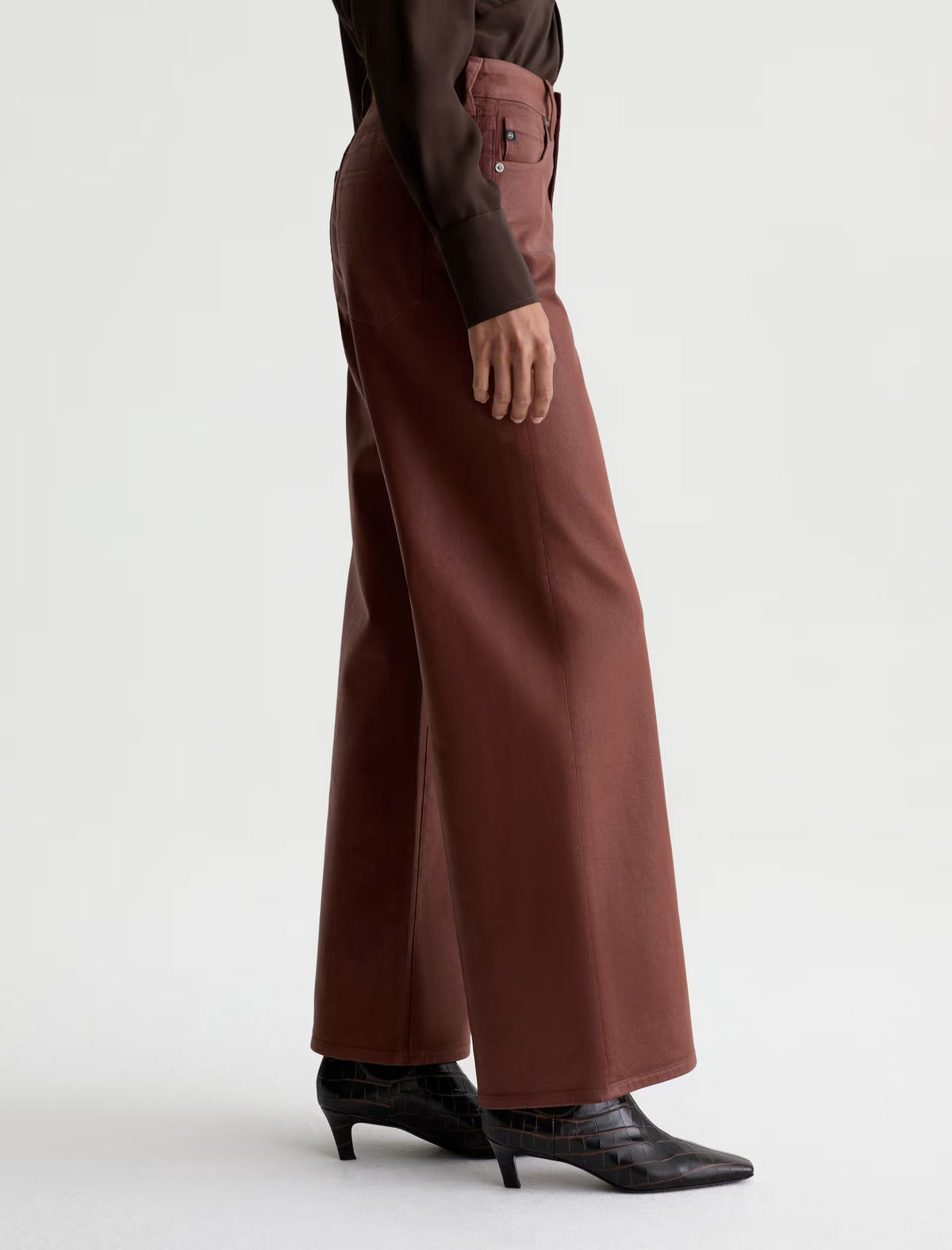 Saige Mid-Rise Wide Leg - Chestnut