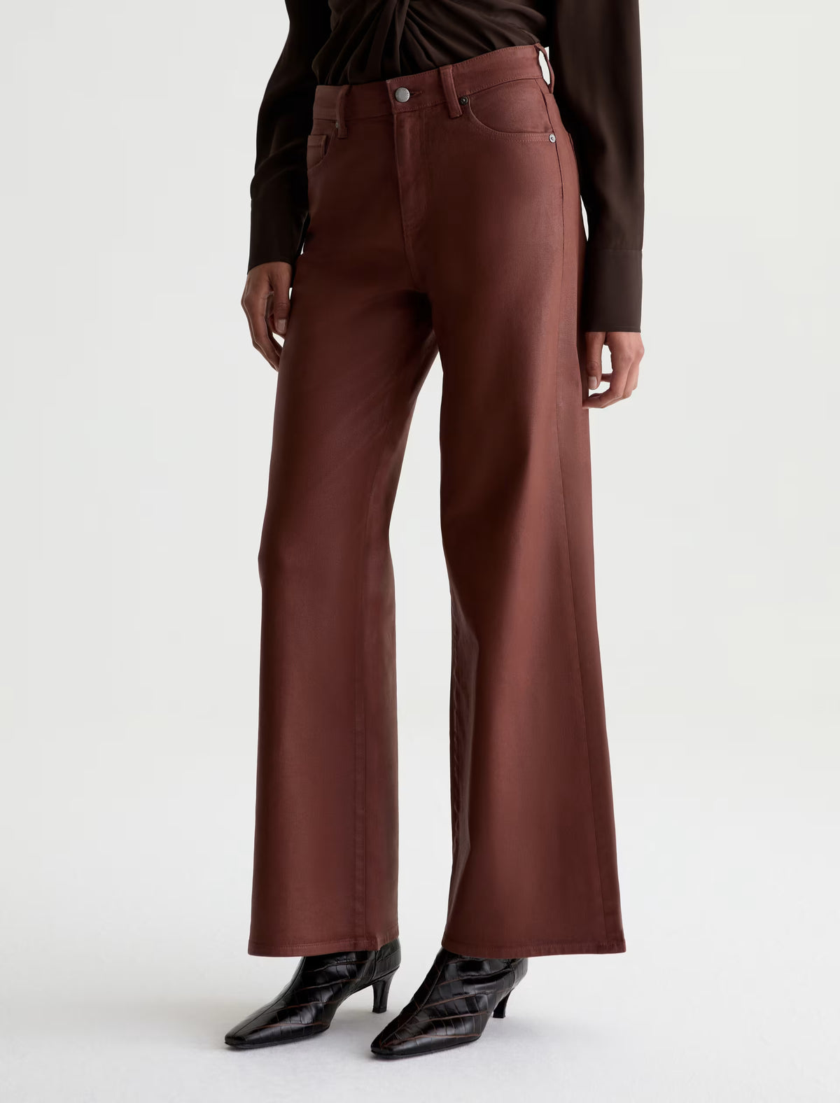 Saige Mid-Rise Wide Leg - Chestnut
