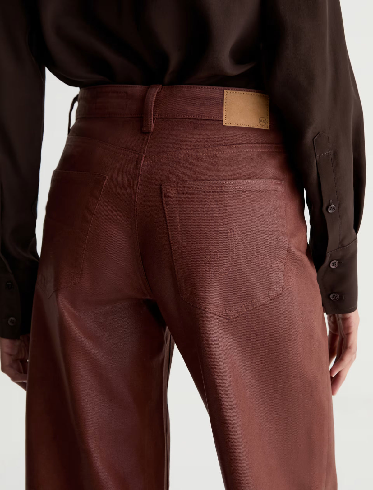 Saige Mid-Rise Wide Leg - Chestnut