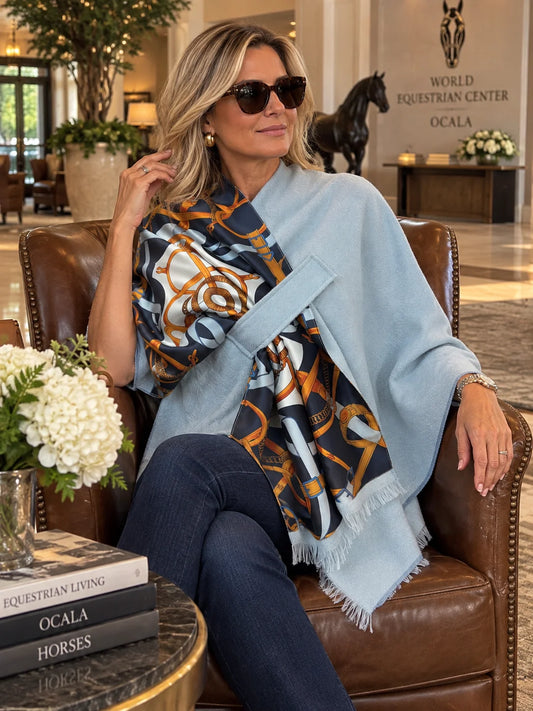 Pull Through Wrap - Light Blue Motif