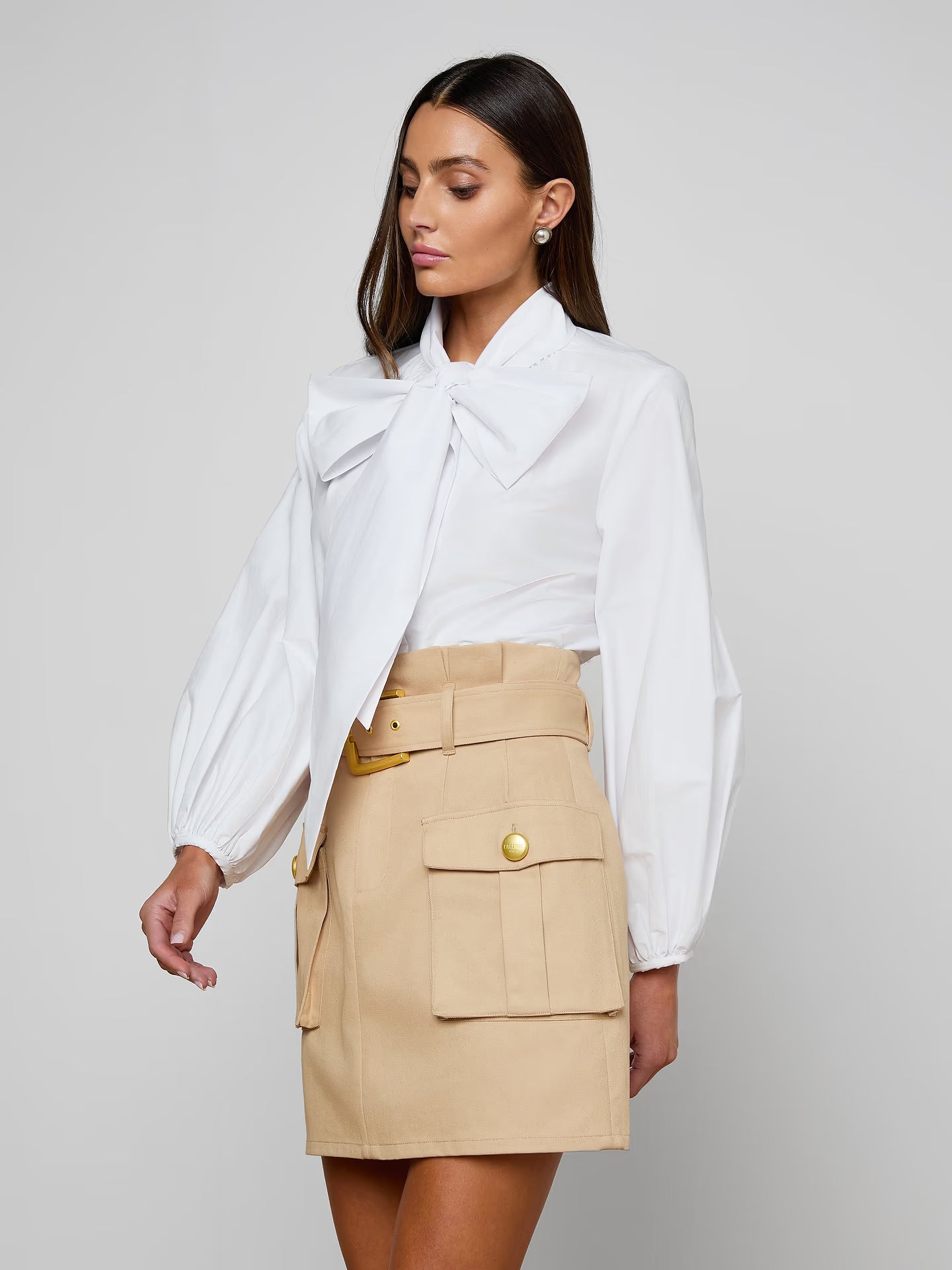 Deon Tie Neck Blouse - White