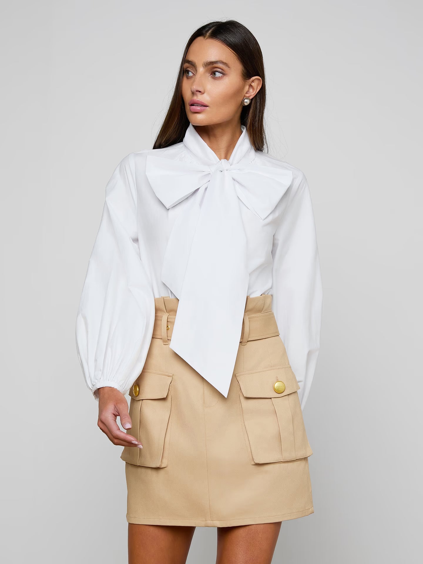 Deon Tie Neck Blouse - White