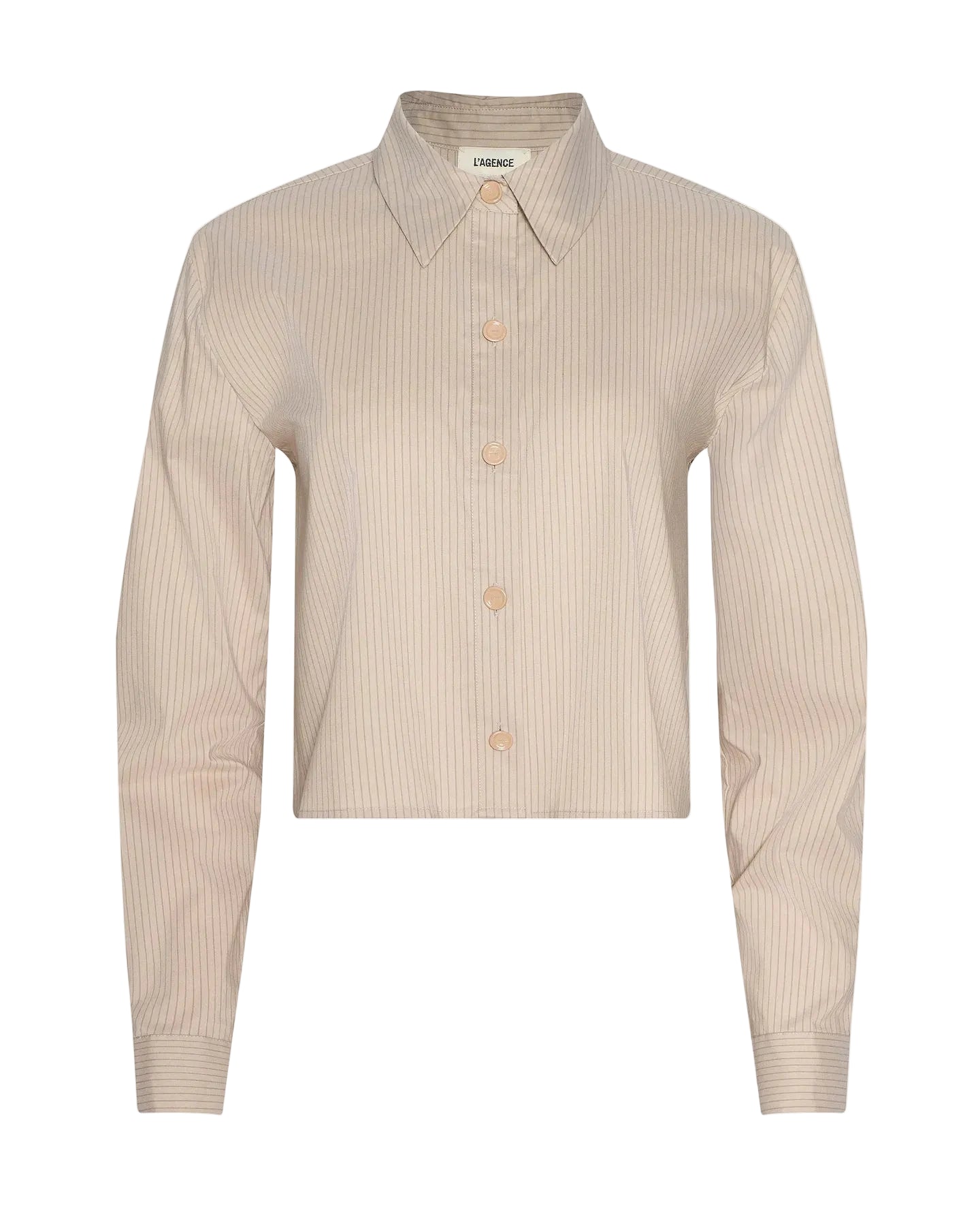 Cosette Crop High Low Shirt - Macadamia Stripe