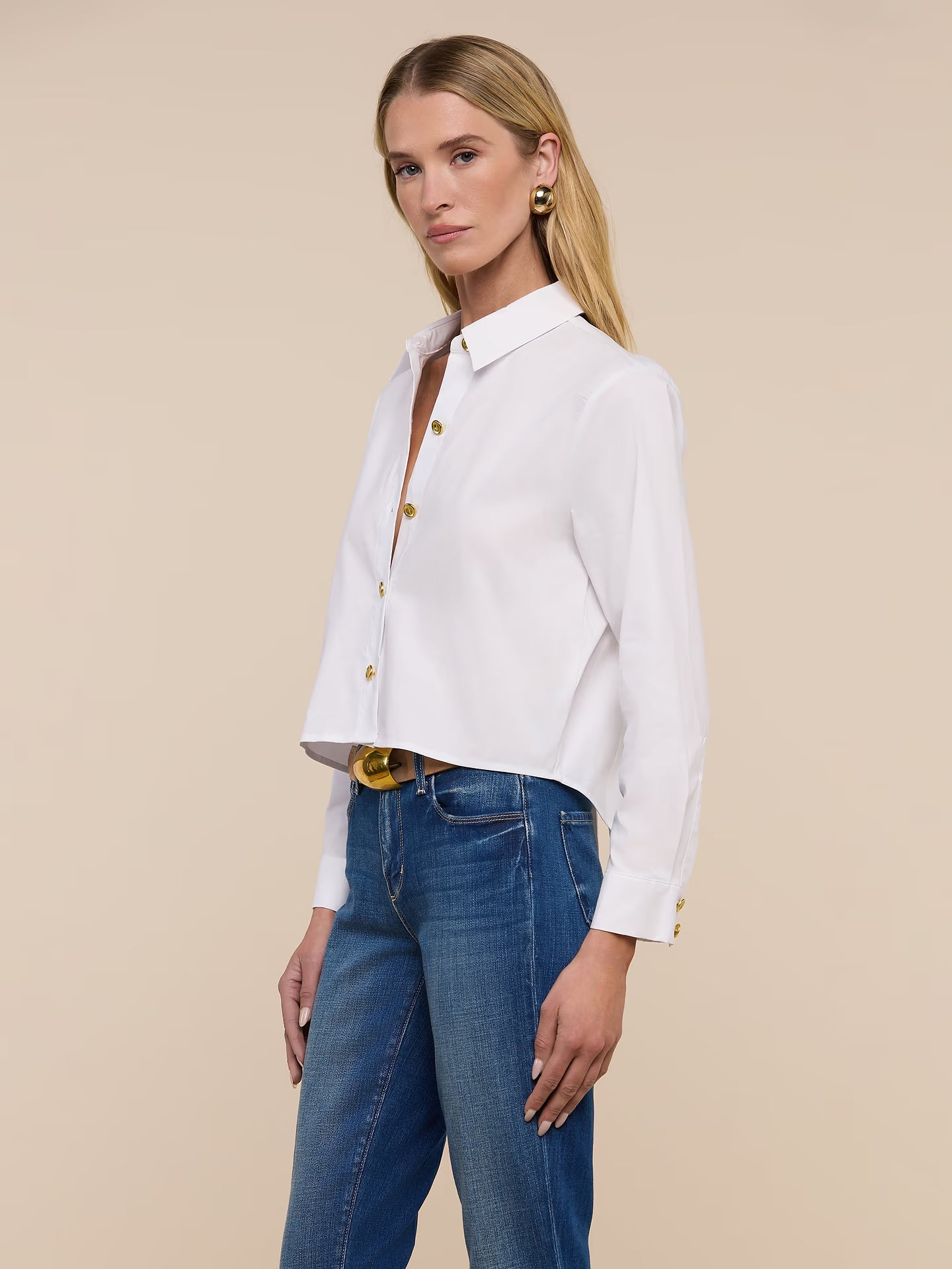 Cosette Crop High Low Shirt - White