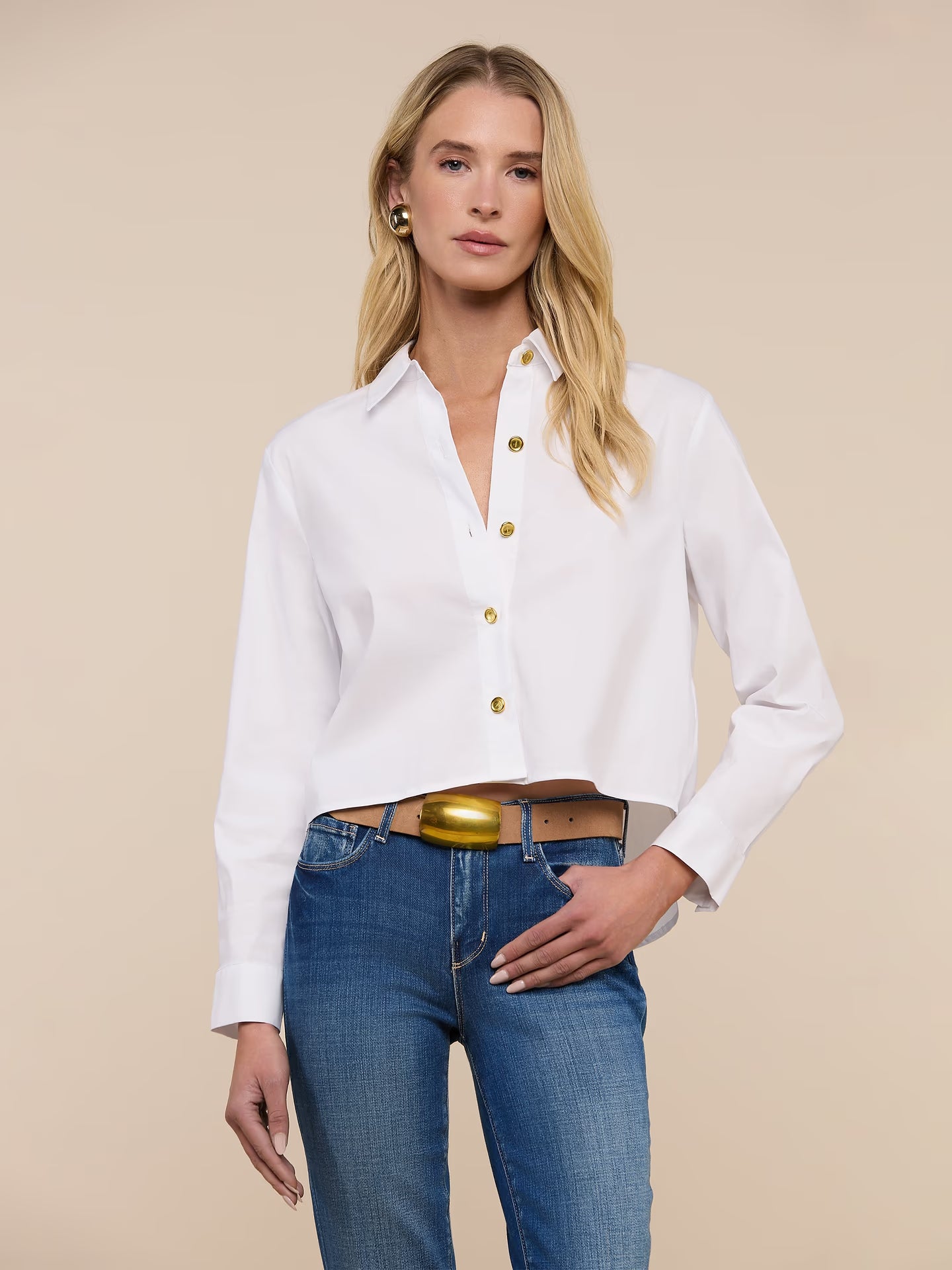 Cosette Crop High Low Shirt - White