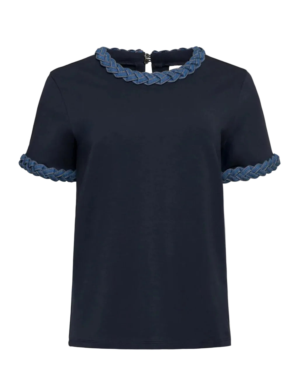 Denim Braided Tee - Navy