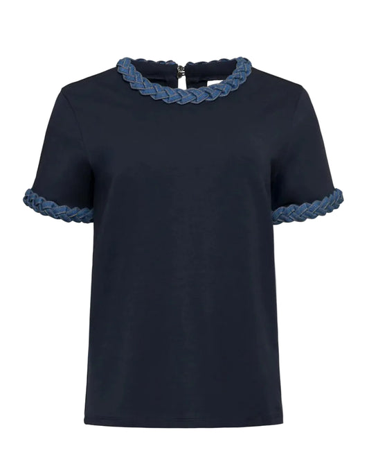 Denim Braided Tee - Navy