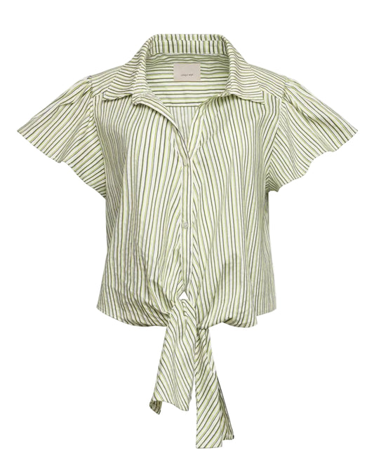 Sophie Stripe Marianna Top - Ivory/Lime