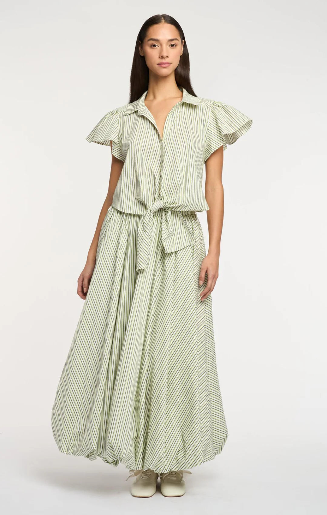 Sophie Stripe Marianna Top - Ivory/Lime