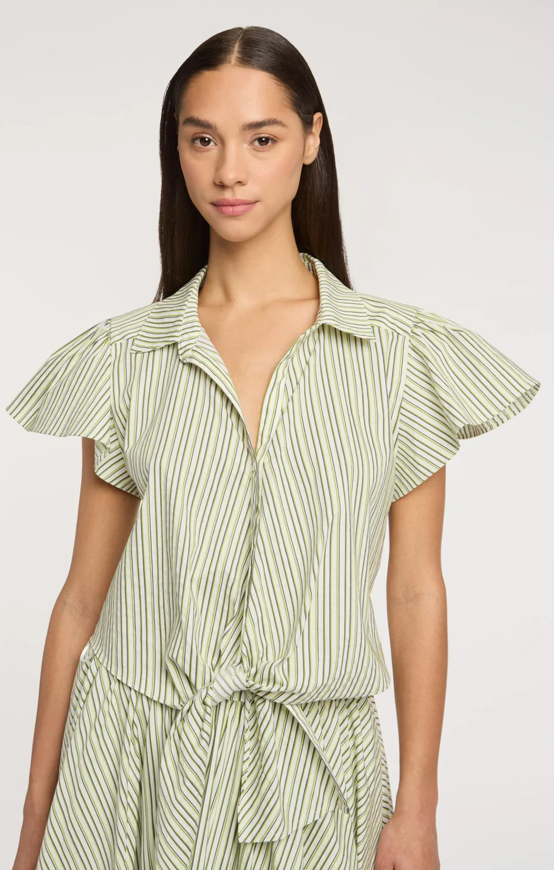 Sophie Stripe Marianna Top - Ivory/Lime