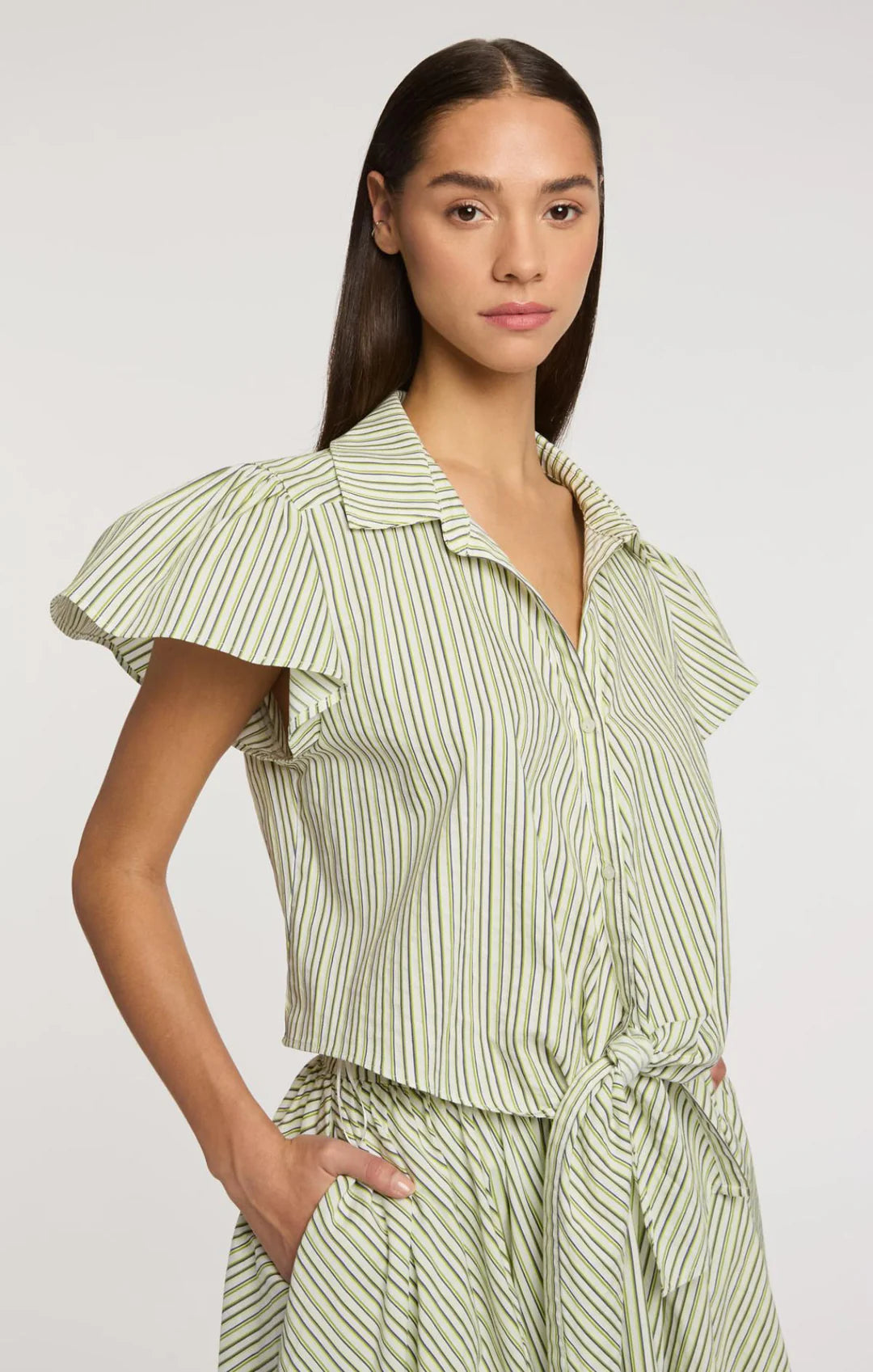 Sophie Stripe Marianna Top - Ivory/Lime