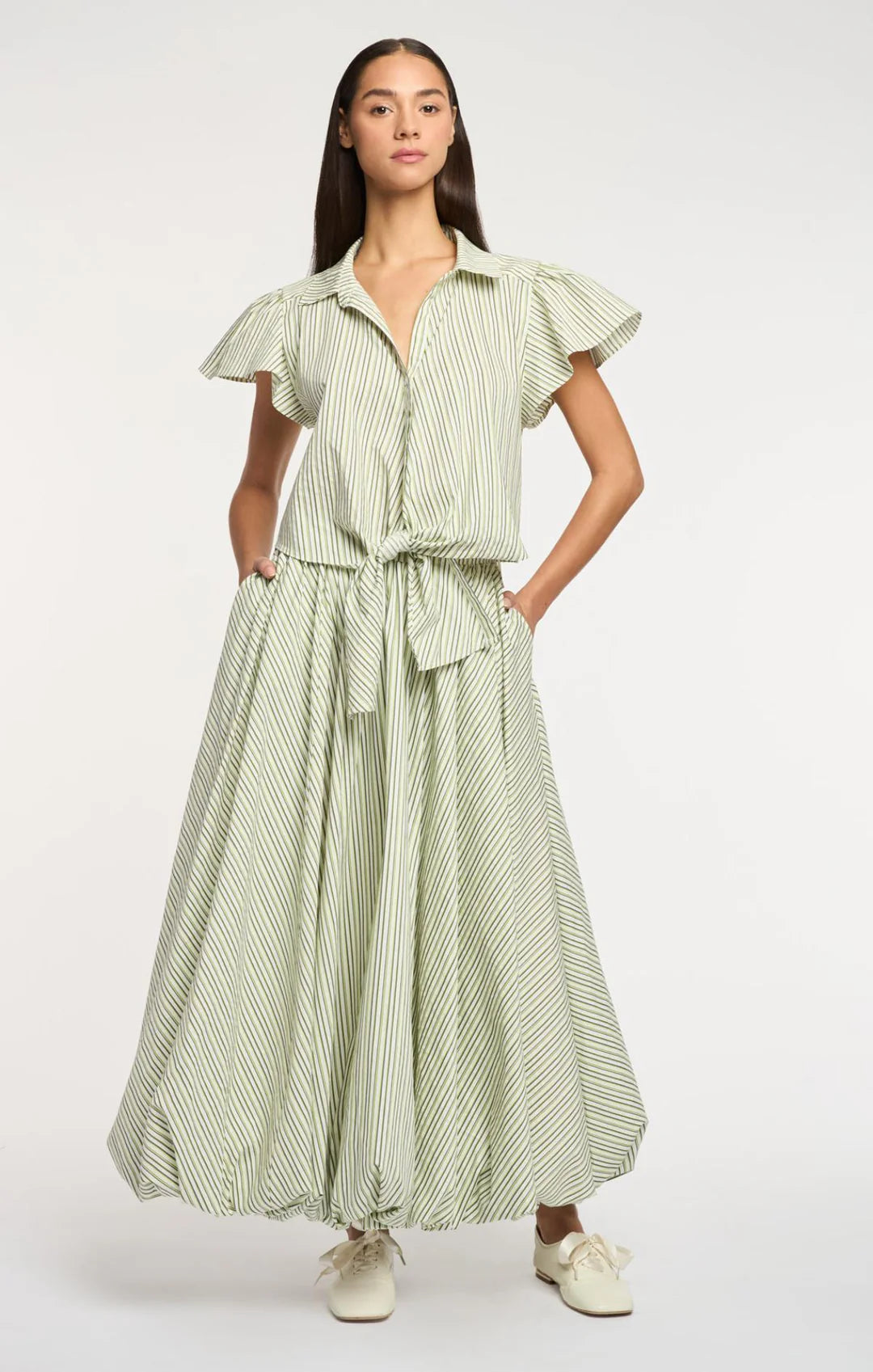 Sophie Stripe Marianna Top - Ivory/Lime
