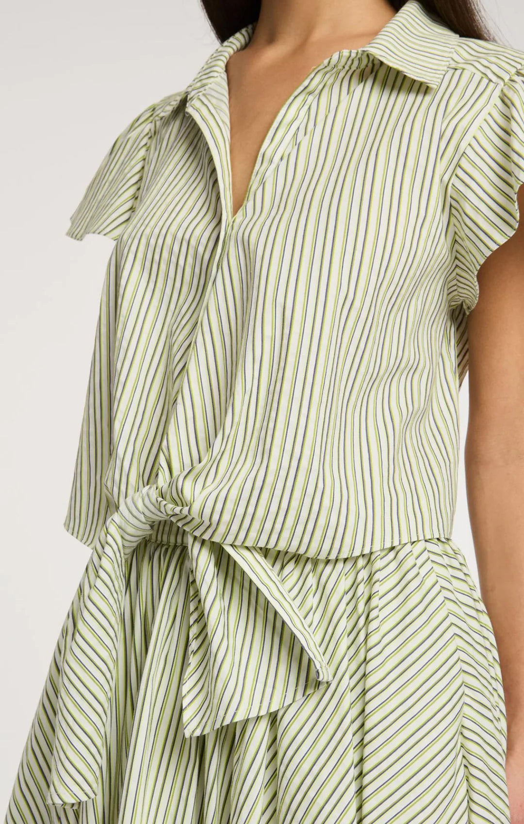 Sophie Stripe Marianna Top - Ivory/Lime