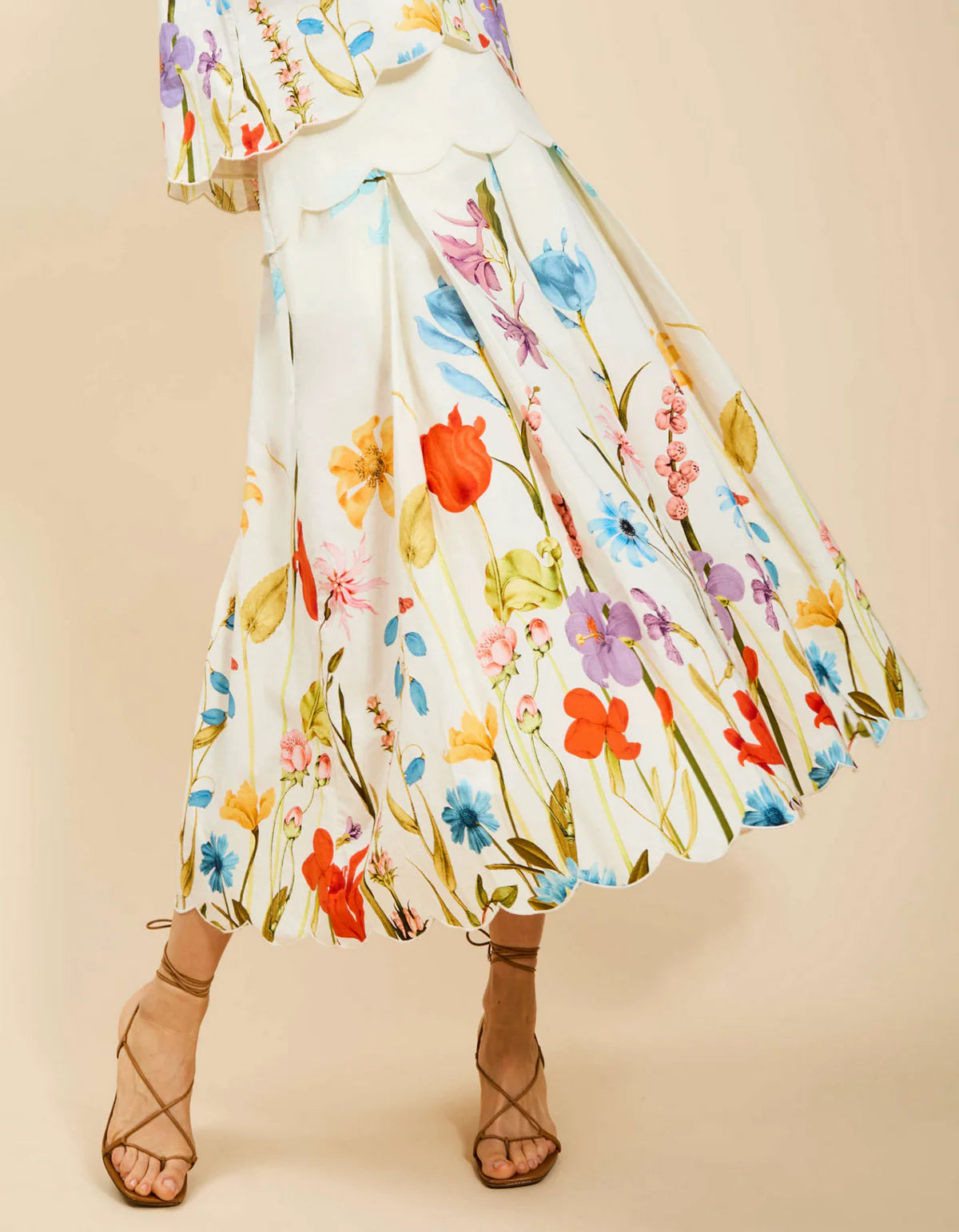 Sonata Scallop Midi Skirt - Garden Muse