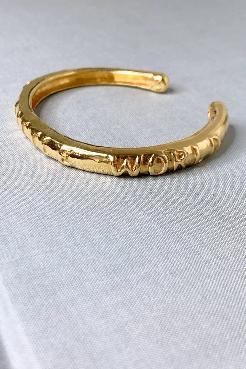 MOLW Script Cuff Bracelet - Gold