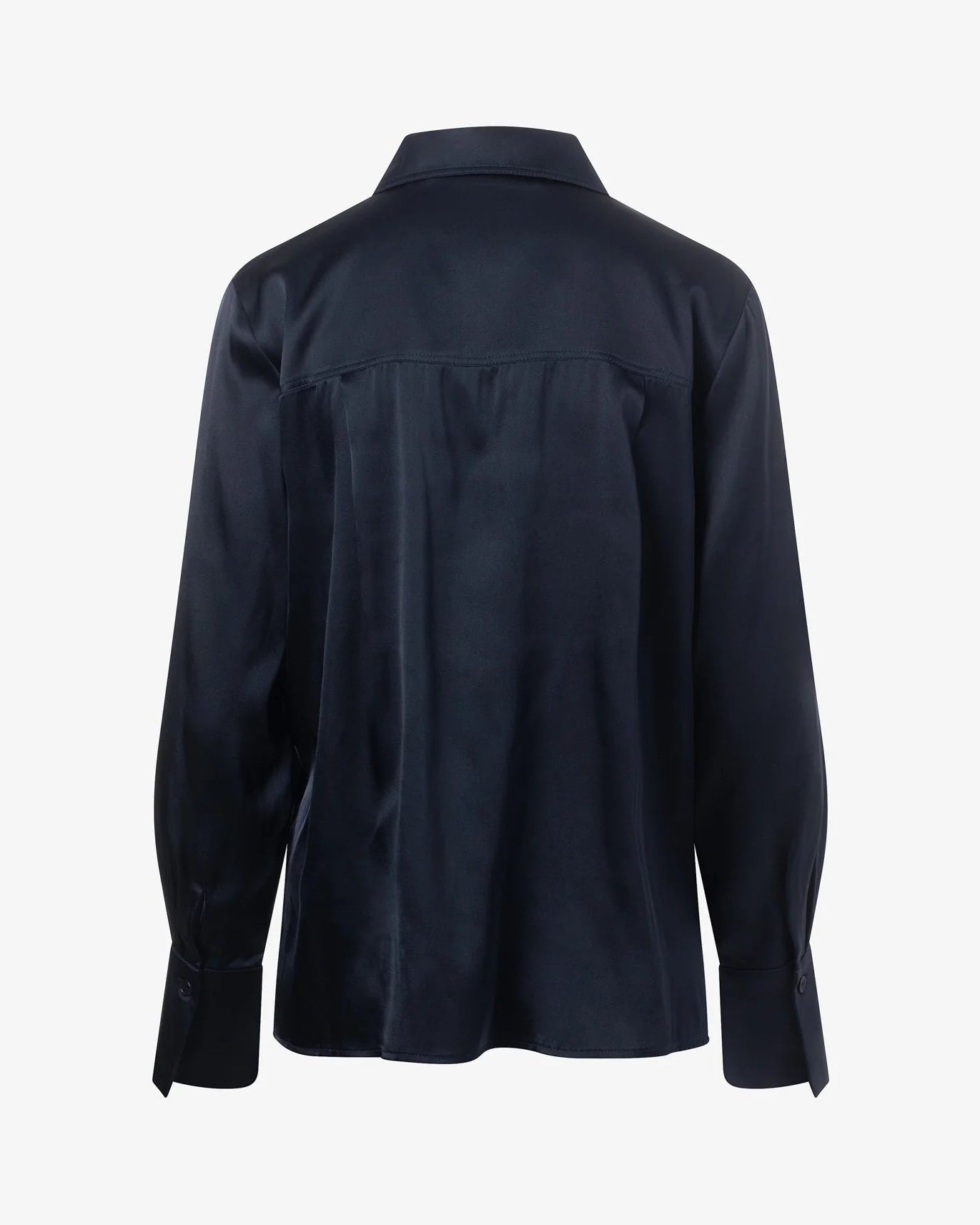 Button Down Classic Stretch Silk Blouse - Midnight Blue