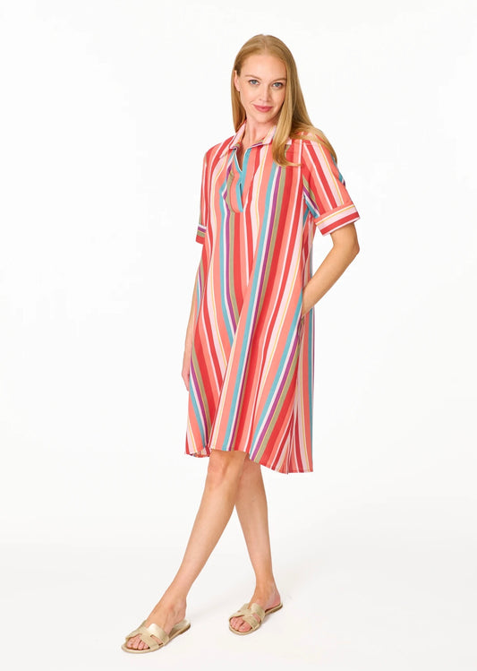 Tunic Dress - Coral Stripe
