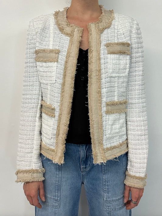 Agnes Tweed Denim Jacket - Blanc/Biscuit