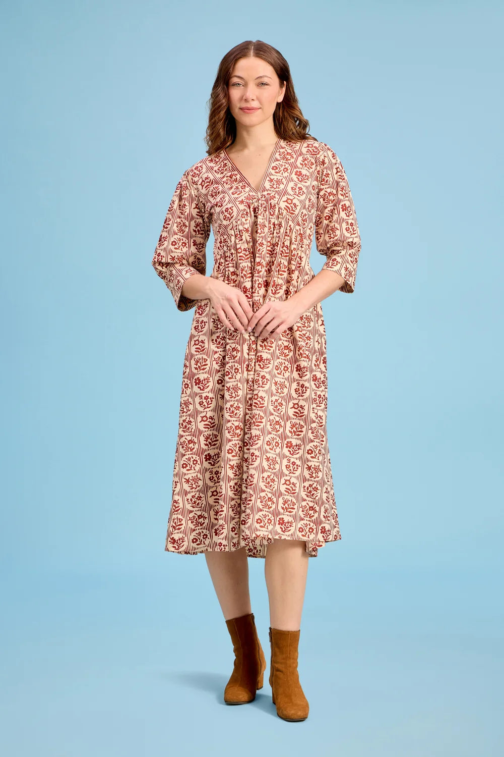 Ingrid Dress - Brick Bloom
