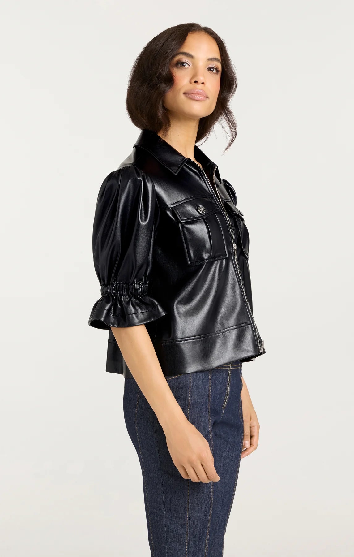 Lite Vegan Leather Holly Jacket - Black