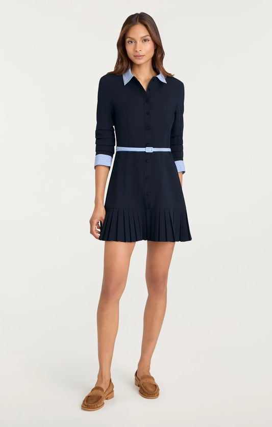 Stripe Shirting Lucilla Dress - Navy/Blue Stripe