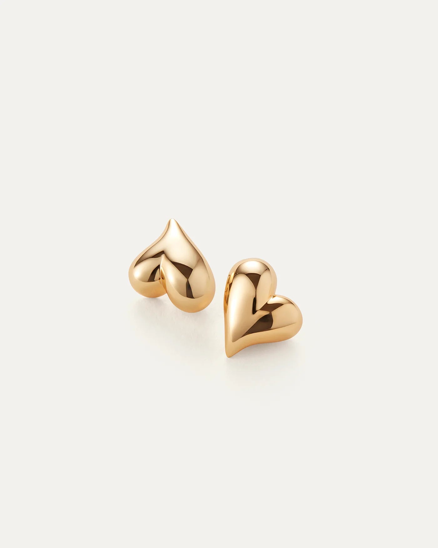 Art Heart Button Earrings - Gold