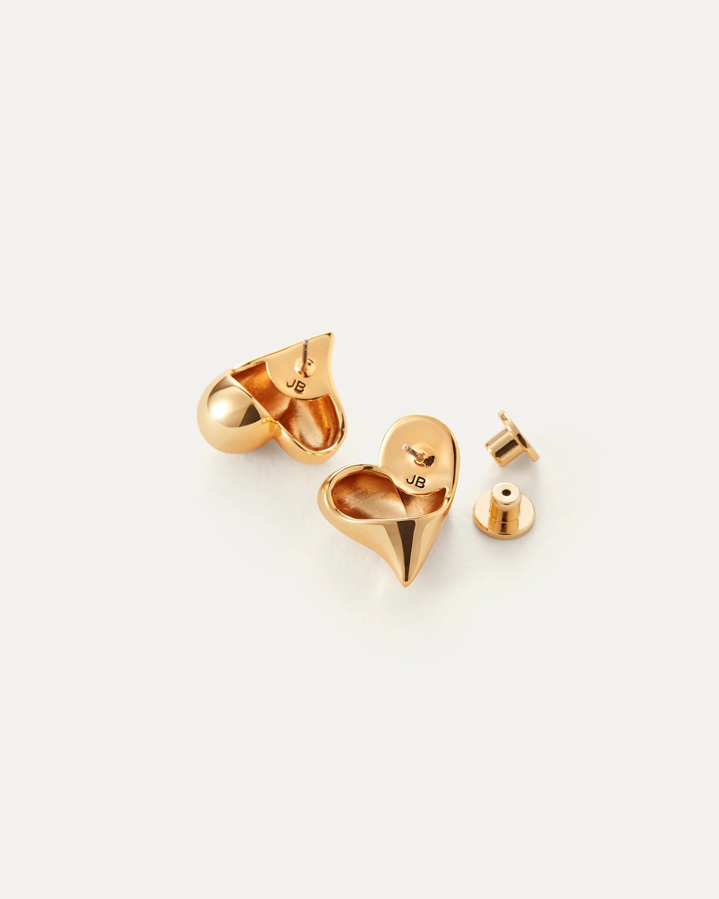 Art Heart Button Earrings - Gold