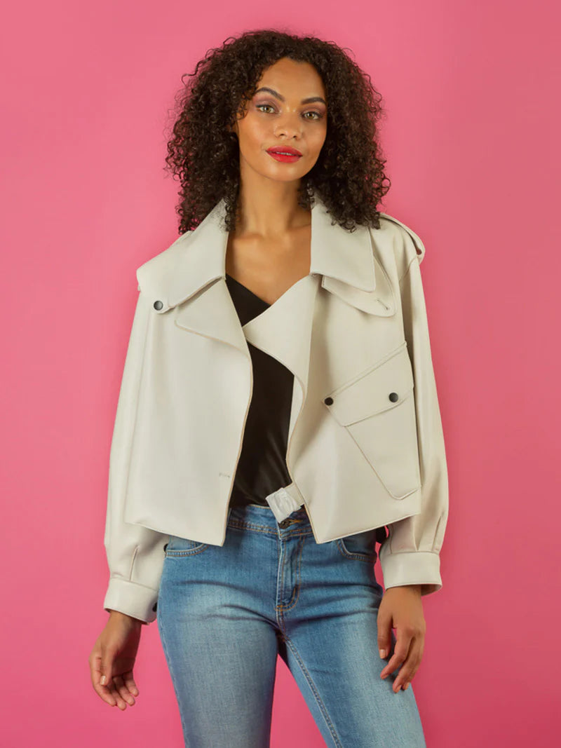 Lambskin Moto Jacket - Ivory