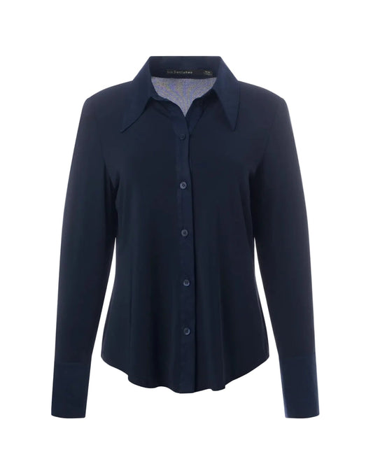 Button Up Combo Shirt - Navy
