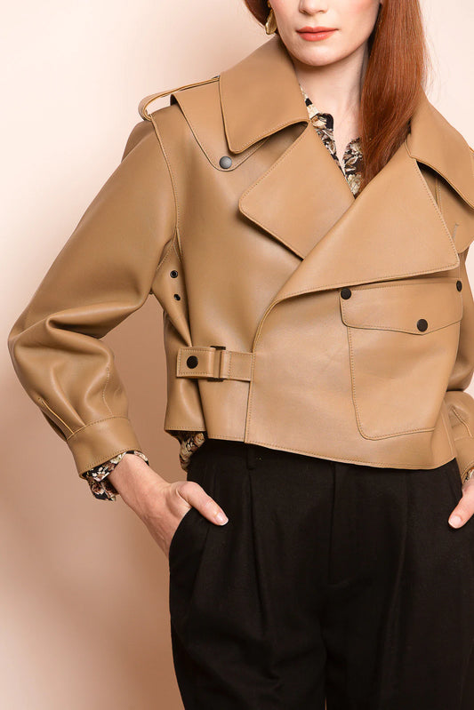 Lambskin Moto Jacket - Tan