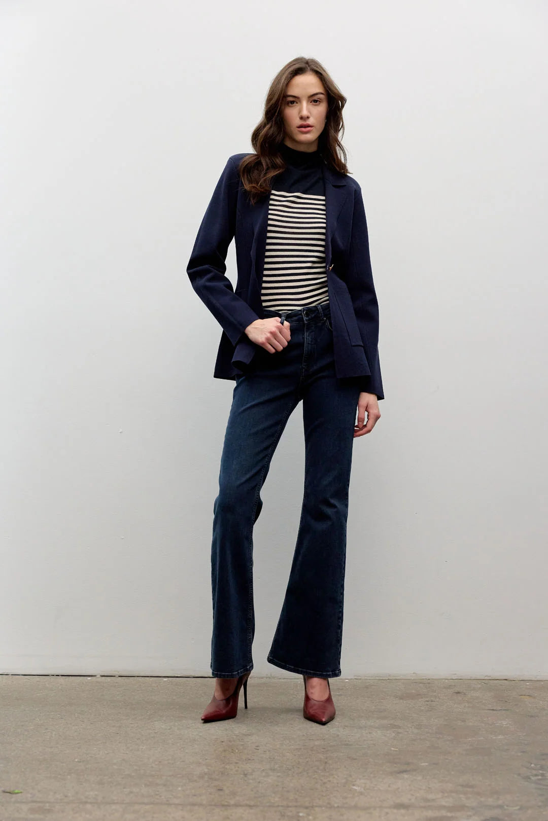 Striped Long Sleeve Mock Neck Sweater