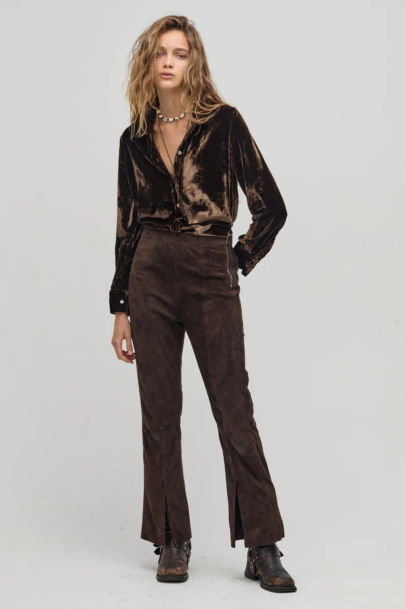 San Merino Velvet Shirt - Chocolate