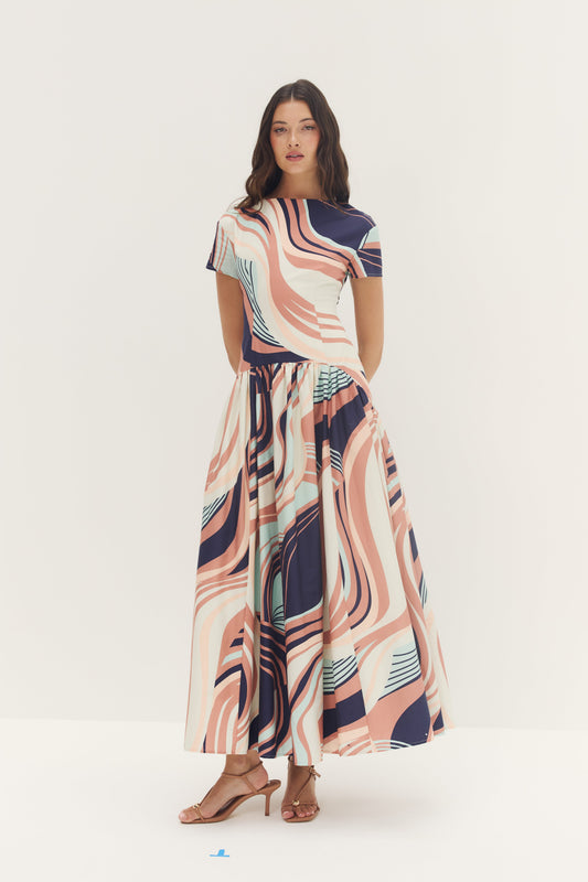 Atley Dress - Wavy Geo