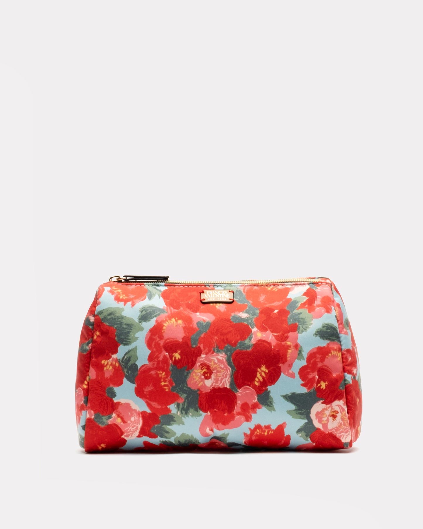 Large Cosmetic Case - Peony Red/Light Blue