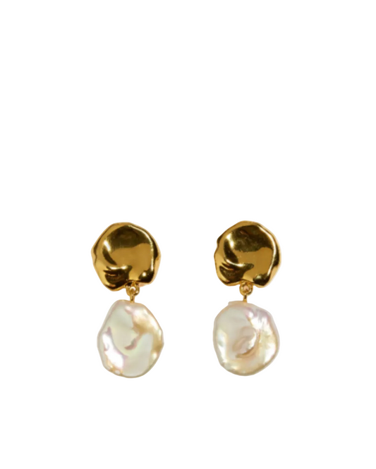 Coin Reflection Clip On Earrings - Gold