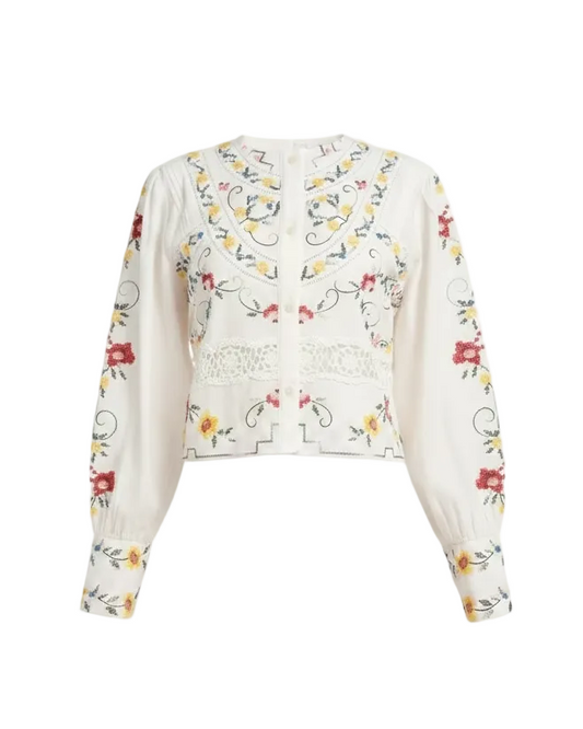 Hallie Top - Tea Rose Embroidery