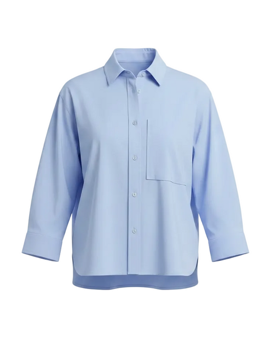 Enid Oversized Cropped Shirt - Blue
