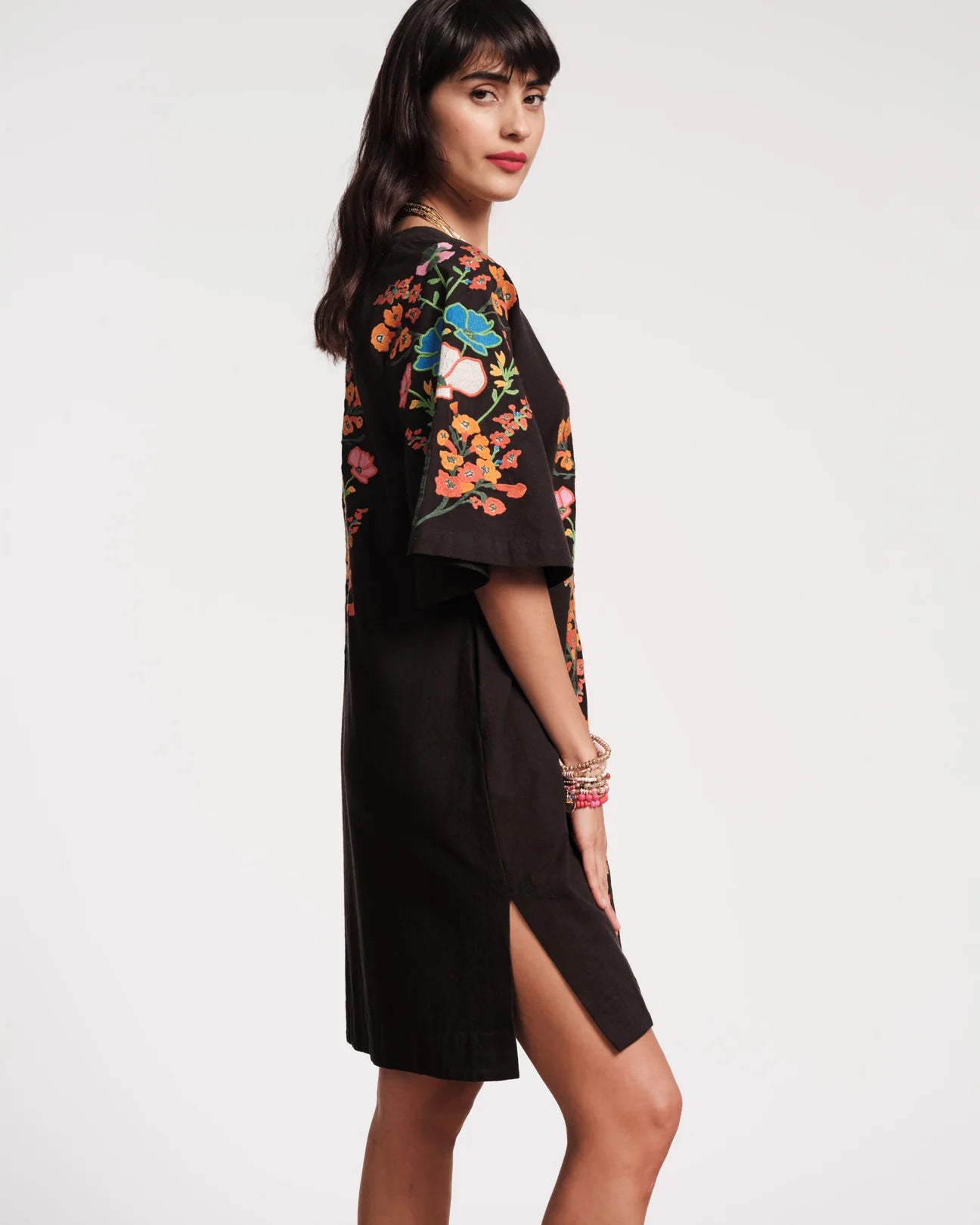 Charming Caftan Mini Botanical Bash Cotton - BOTANICAL BASH BLACK