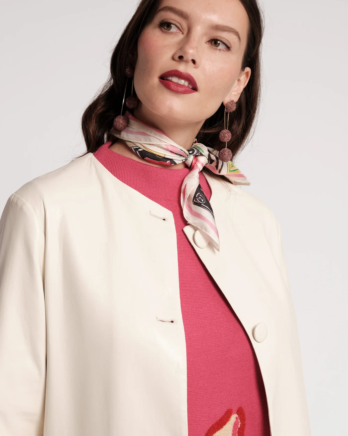 Mod Faux Leather Jacket - Oyster