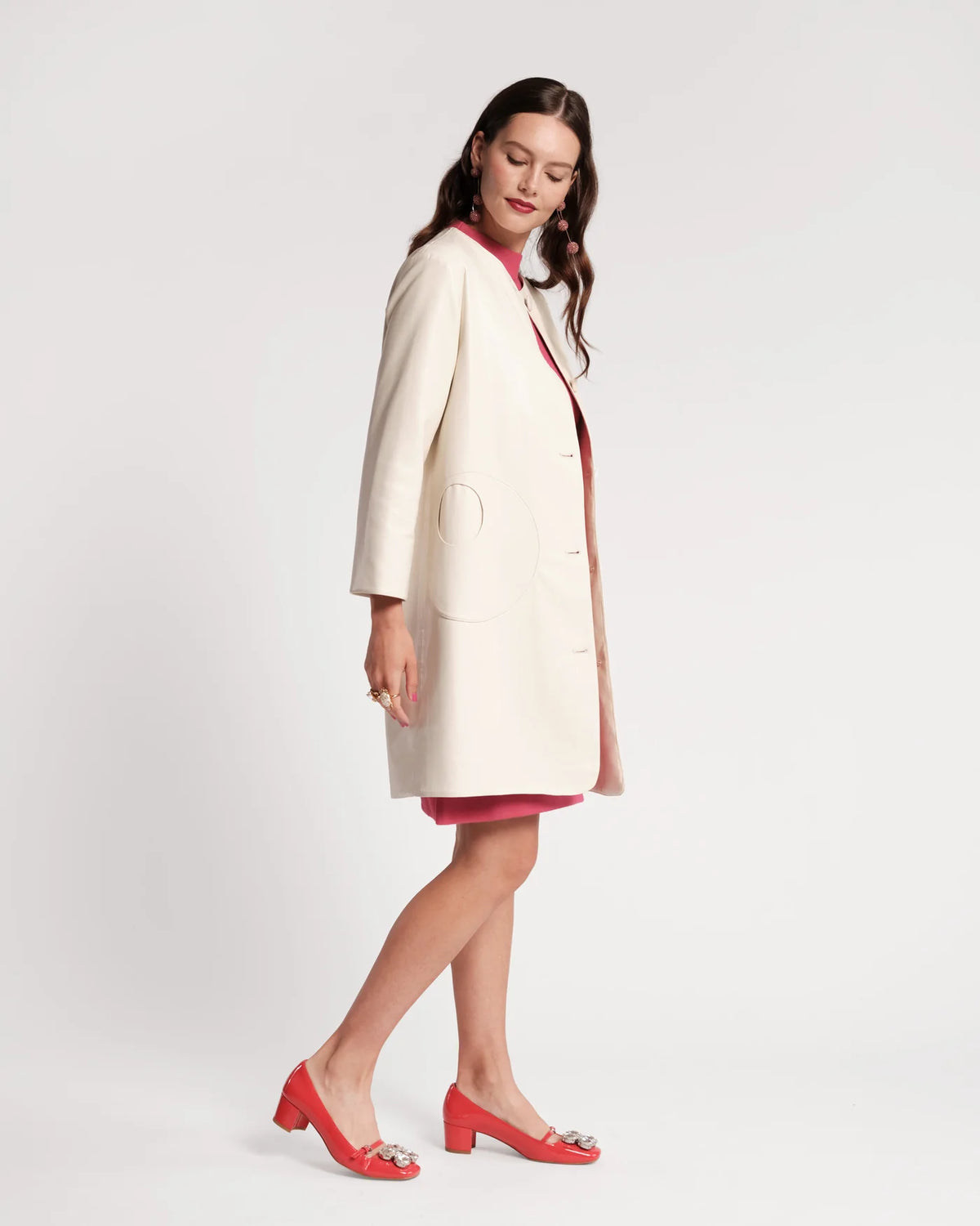 Mod Faux Leather Jacket - Oyster