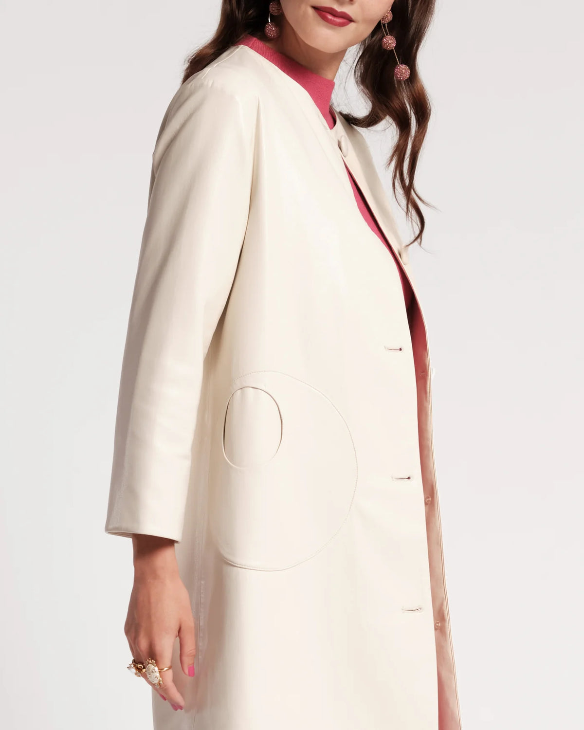 Mod Faux Leather Jacket - Oyster