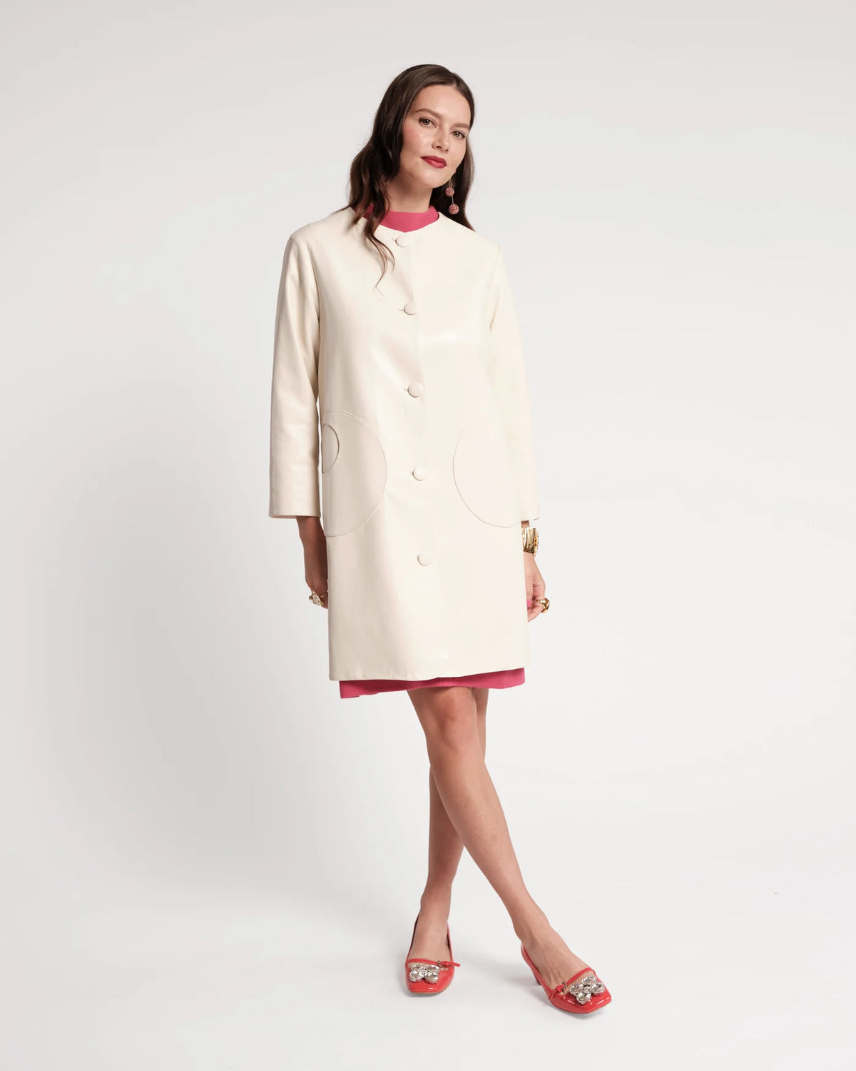 Mod Faux Leather Jacket - Oyster
