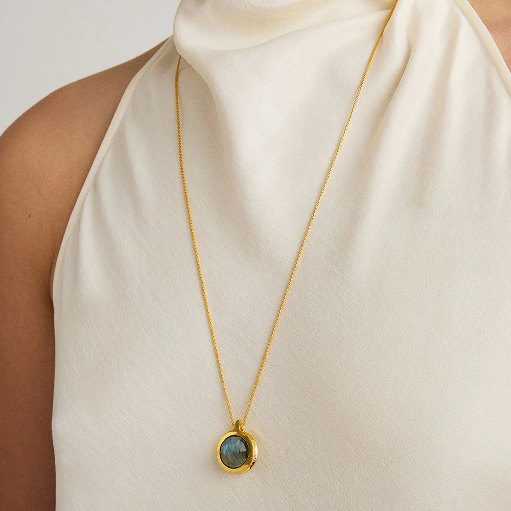 Ipanema Gemstone Pendant - Labradorite/Moonstone/Gold